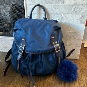 MZ Wallace Marlena Navy Blue Backpack with fun removable bag charm